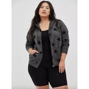 Torrid Classic Fit Super Soft Fleece Zip Up Raglan Hoodie Size 3X Star Celestial